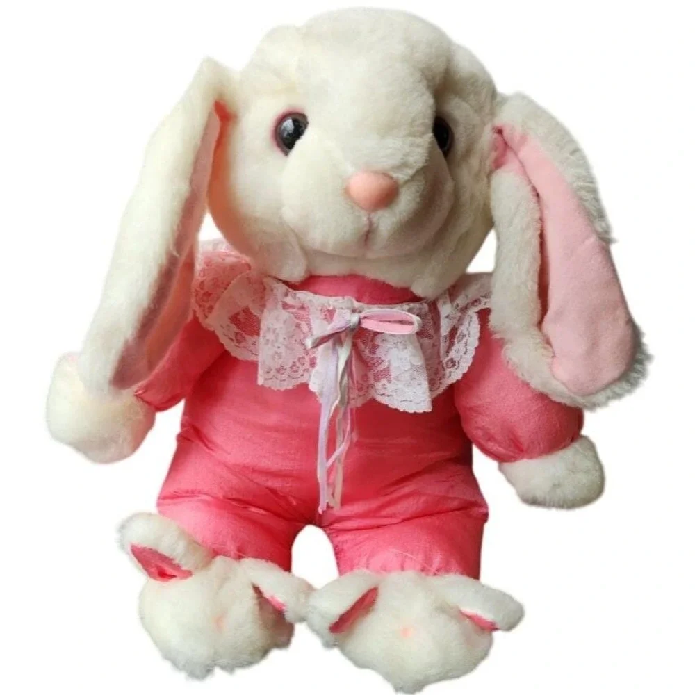 Vintage Main Joy Limited Plush Rabbit Pink Satin & Lace In Bunny Slippers Easter